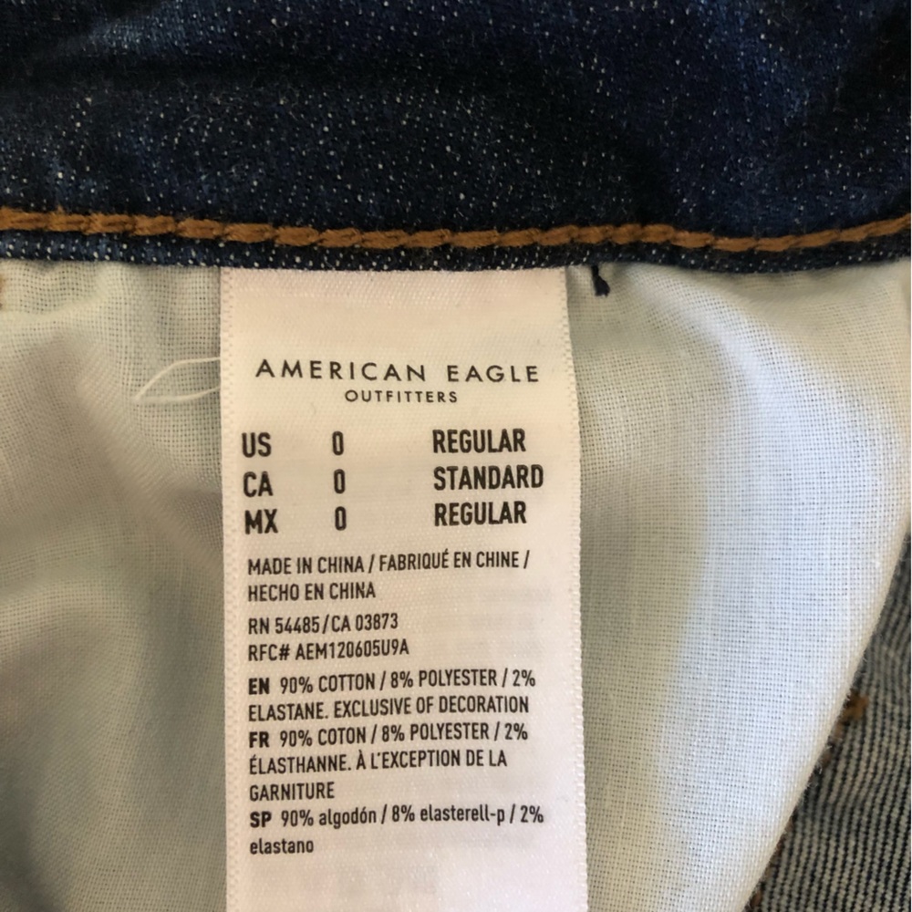 American Eagle jeggings, size 0 regular length, dark blue wash, near new cond - Picture 7 of 9